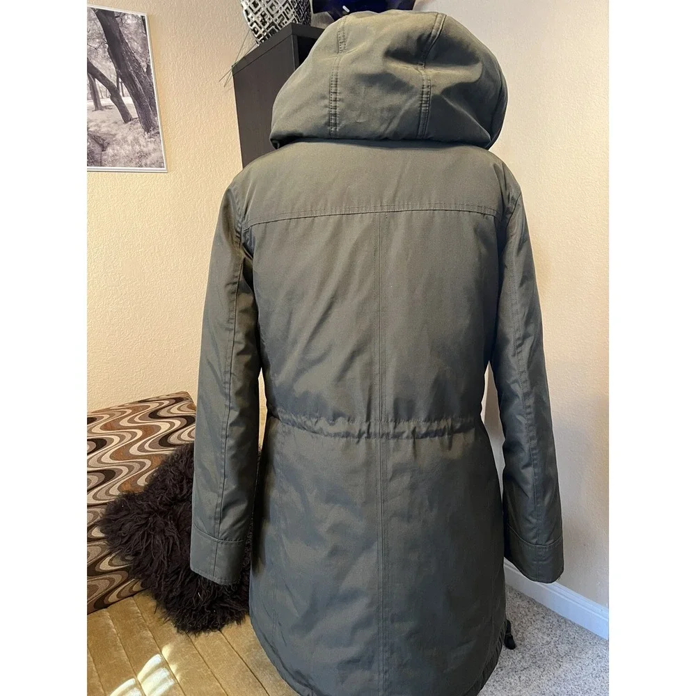 MICHAEL MICHAEL KORS Hooded Puffer Coat Parka Women's Sz S Green %100 Real‎ Fur